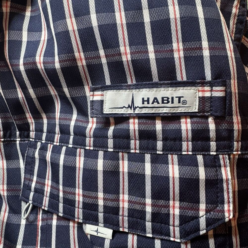 Habit Mens XL Solar UV Protection Short Sleeve Fishing Shirt Vented Outdoor - Picture 12 of 12